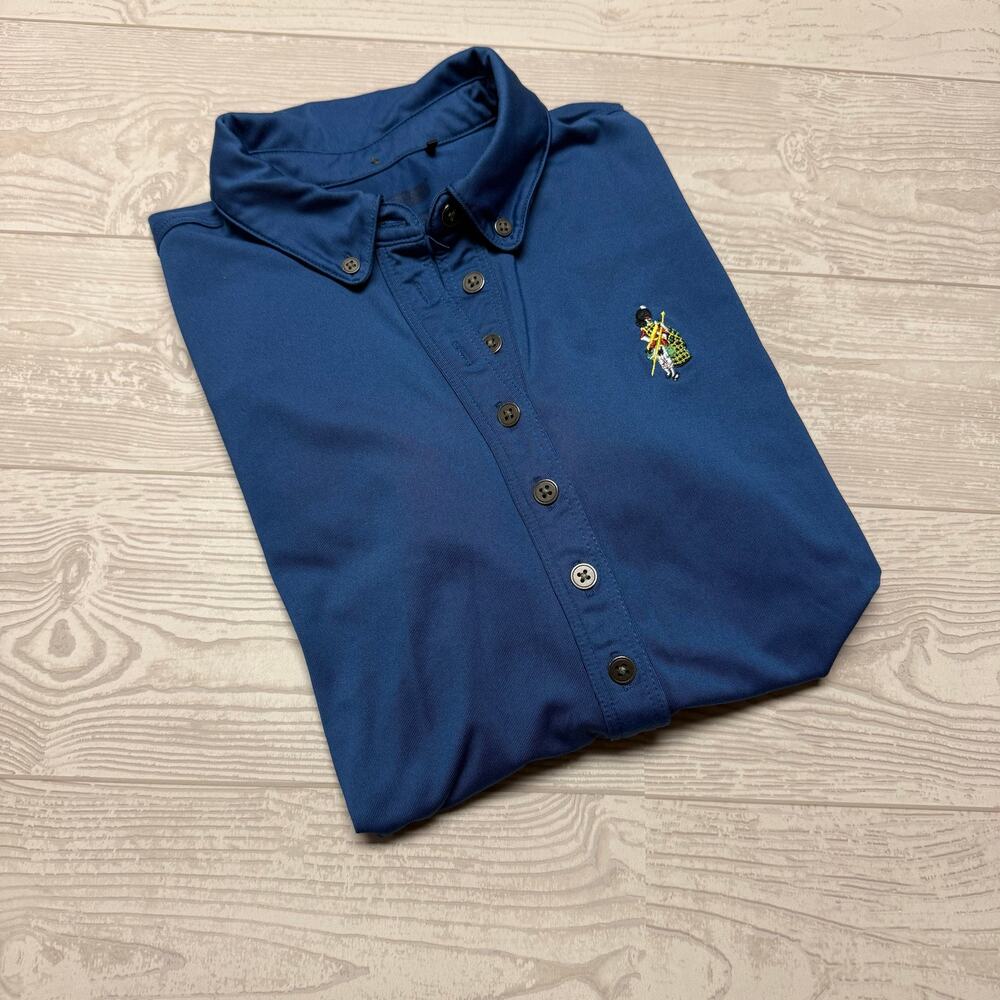 Peter Millar Women’s Small Moisture Management Long Sleeve Golf Polo Blue